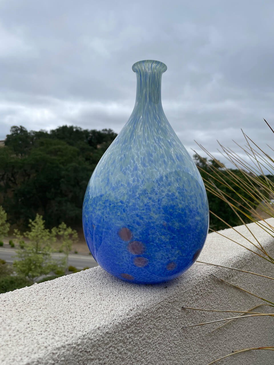 Ombre Blue Glass Vase