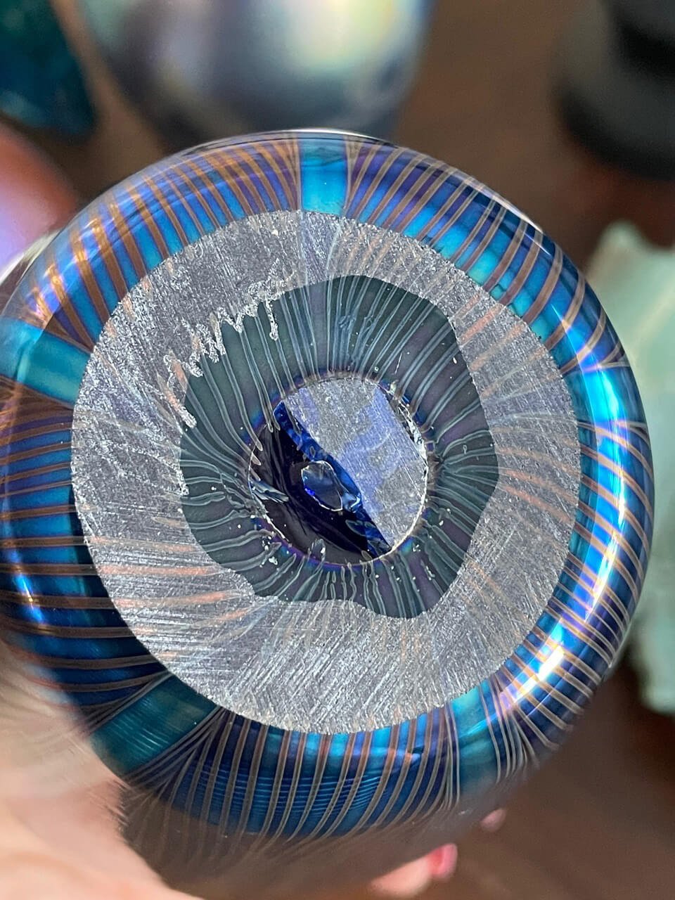 Signed, Hand-blown Glass Vase (Opalescent Violet)